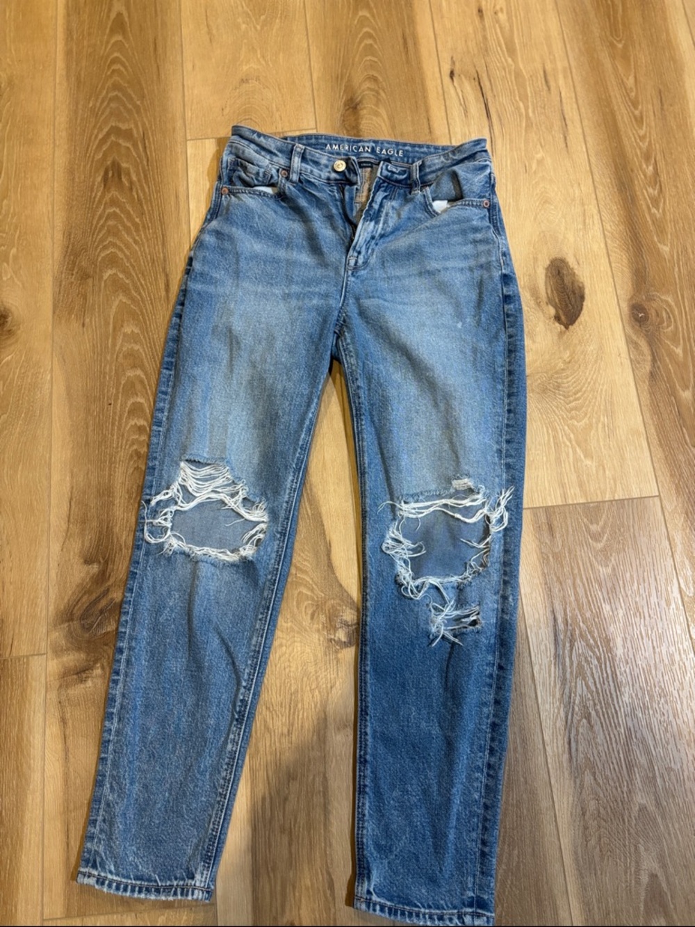 American Eagle Outfitters Distressed Light Blue Ripped Jeans